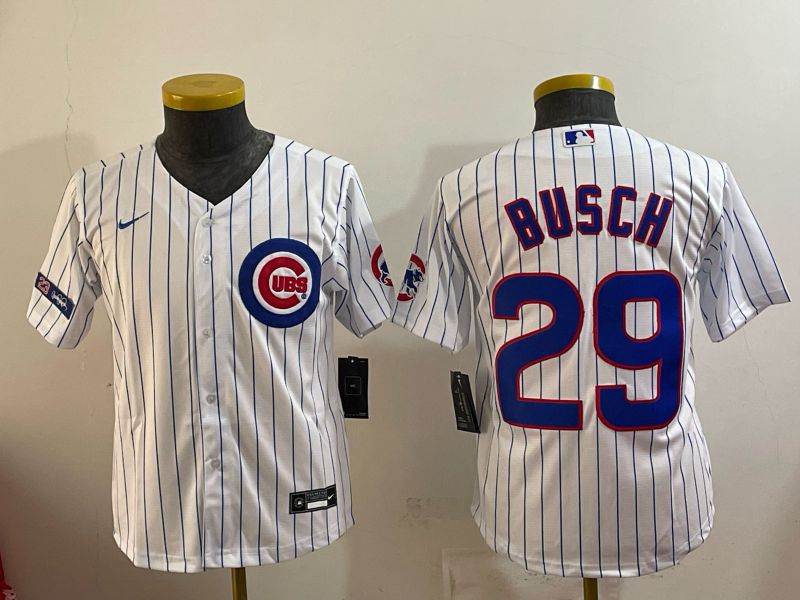 Youth Chicago Cubs #29 Busch White Stripe Game 2026 Nike MLB Jersey style 003